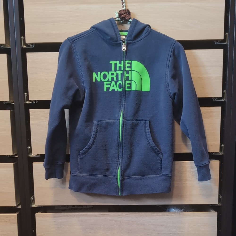 The North Face Kids Hoodie in Navy with Green Logo
